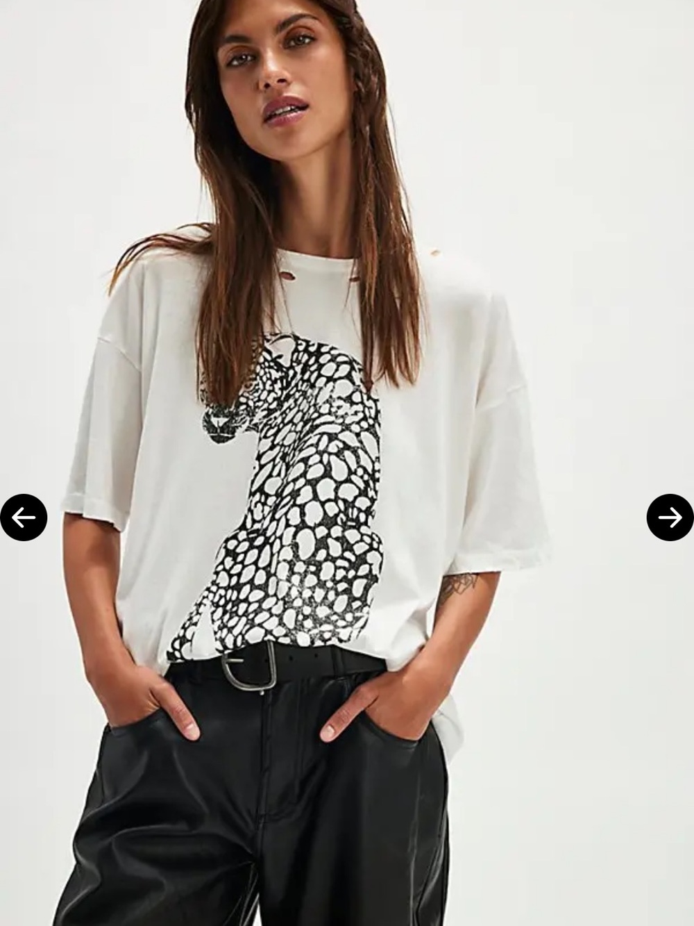 Promesa White Short-Sleeve Tee with Black Leopard Graphic